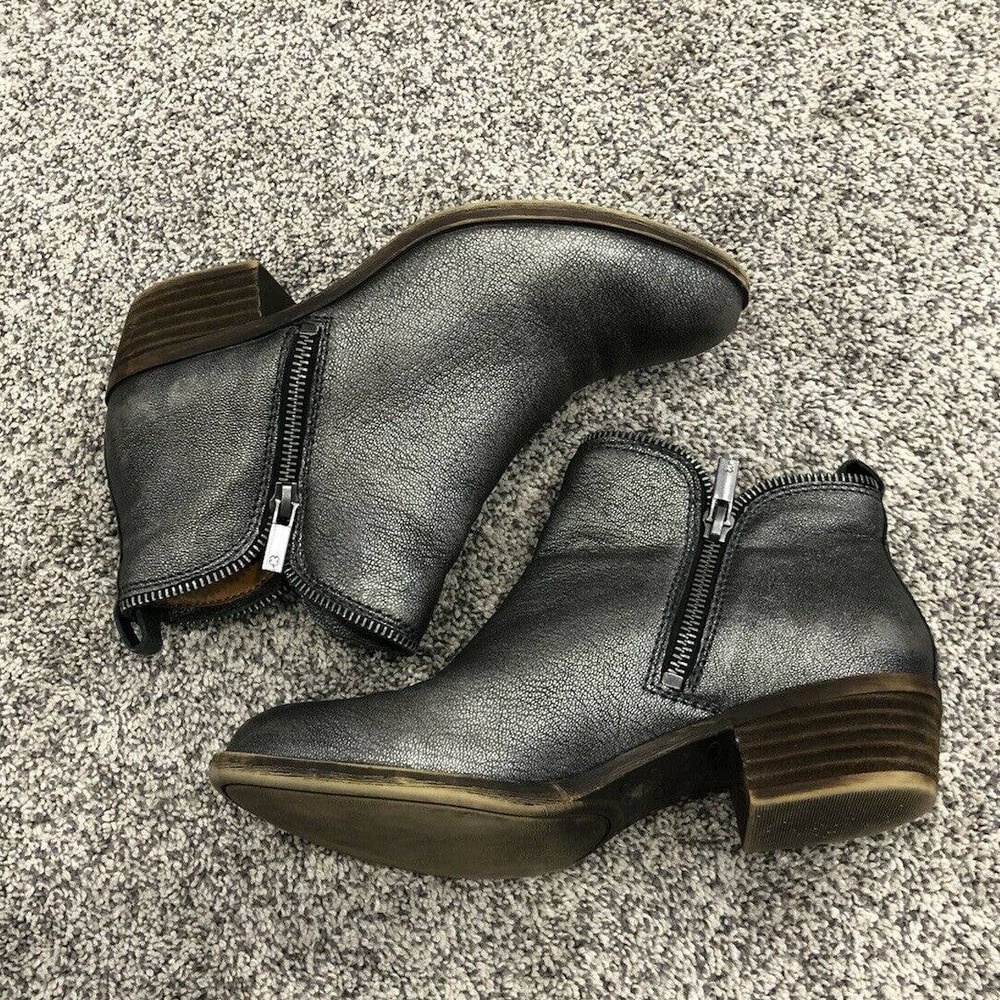 Lucky Brand Bootie Metallic 6.5 Silver Leather - Picture 2 of 8